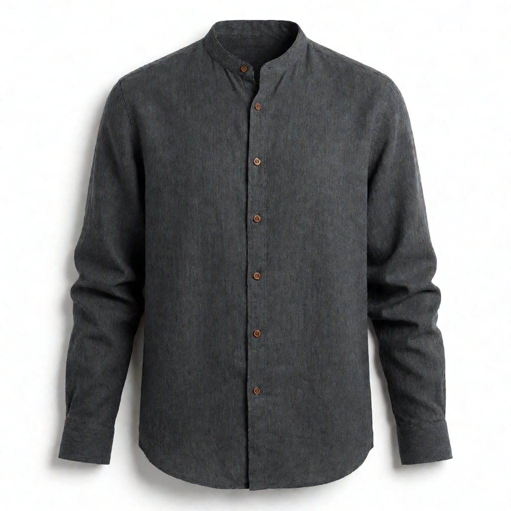 Cuban Collar Shirt - Charcoal Heather