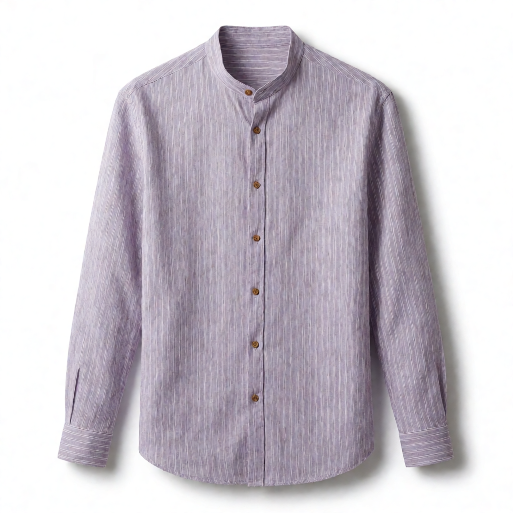 Cuban Collar Shirt - Lavender Sand Stripe