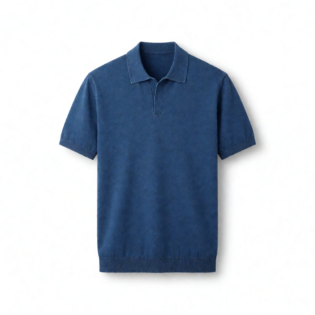 Premium Vintage Polo - Denim Blue