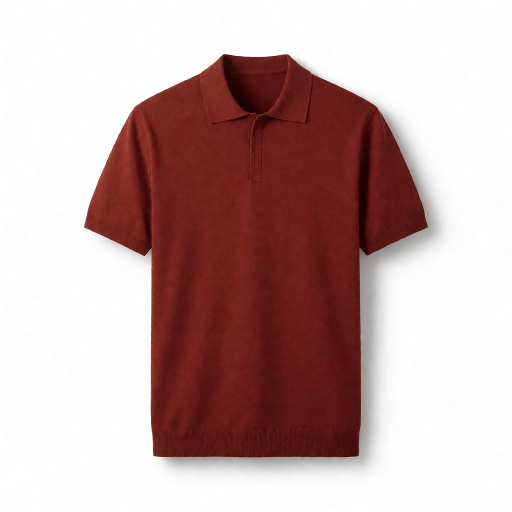 Premium Vintage Polo - Rust Crimson