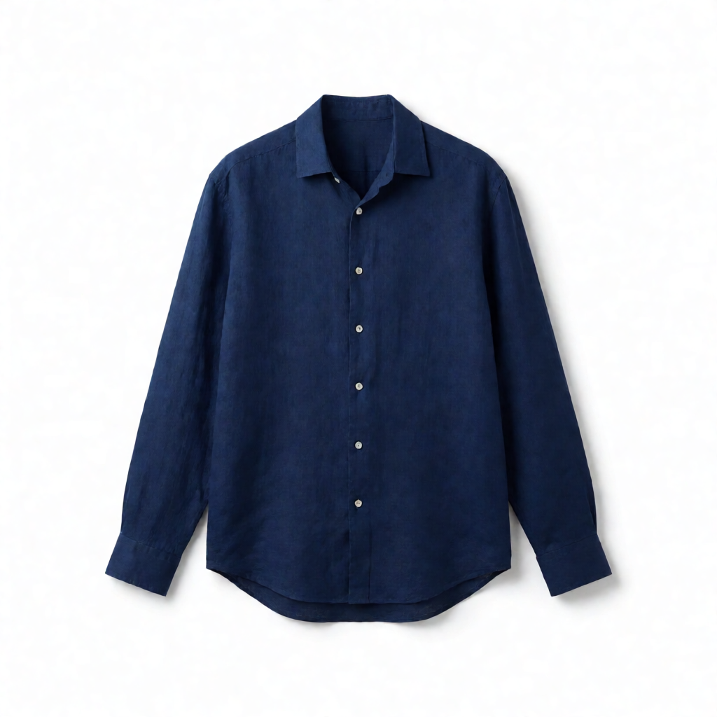 Linen Blend Solid Shirts - Deep Indigo
