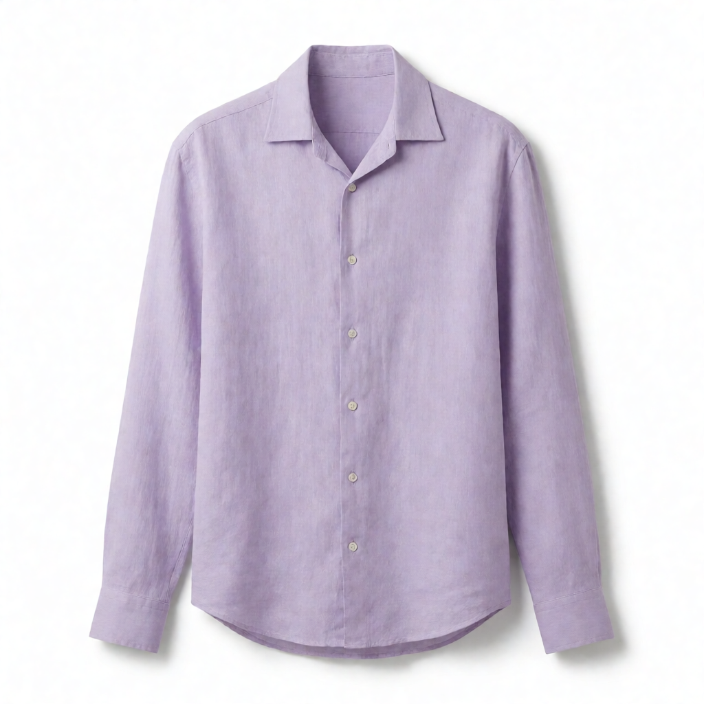 Linen Blend Solid Shirts - Dusty Lilac