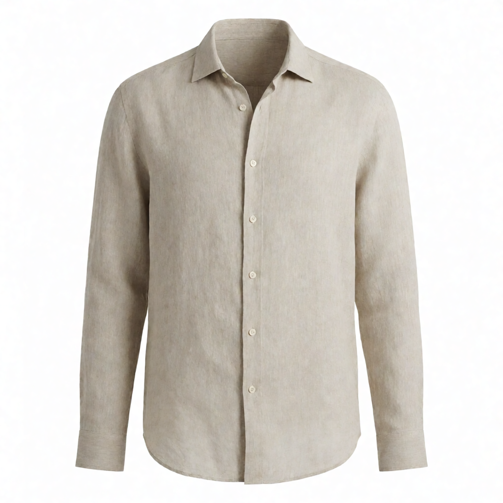 Linen Blend Solid Shirts - Warm Oatmeal