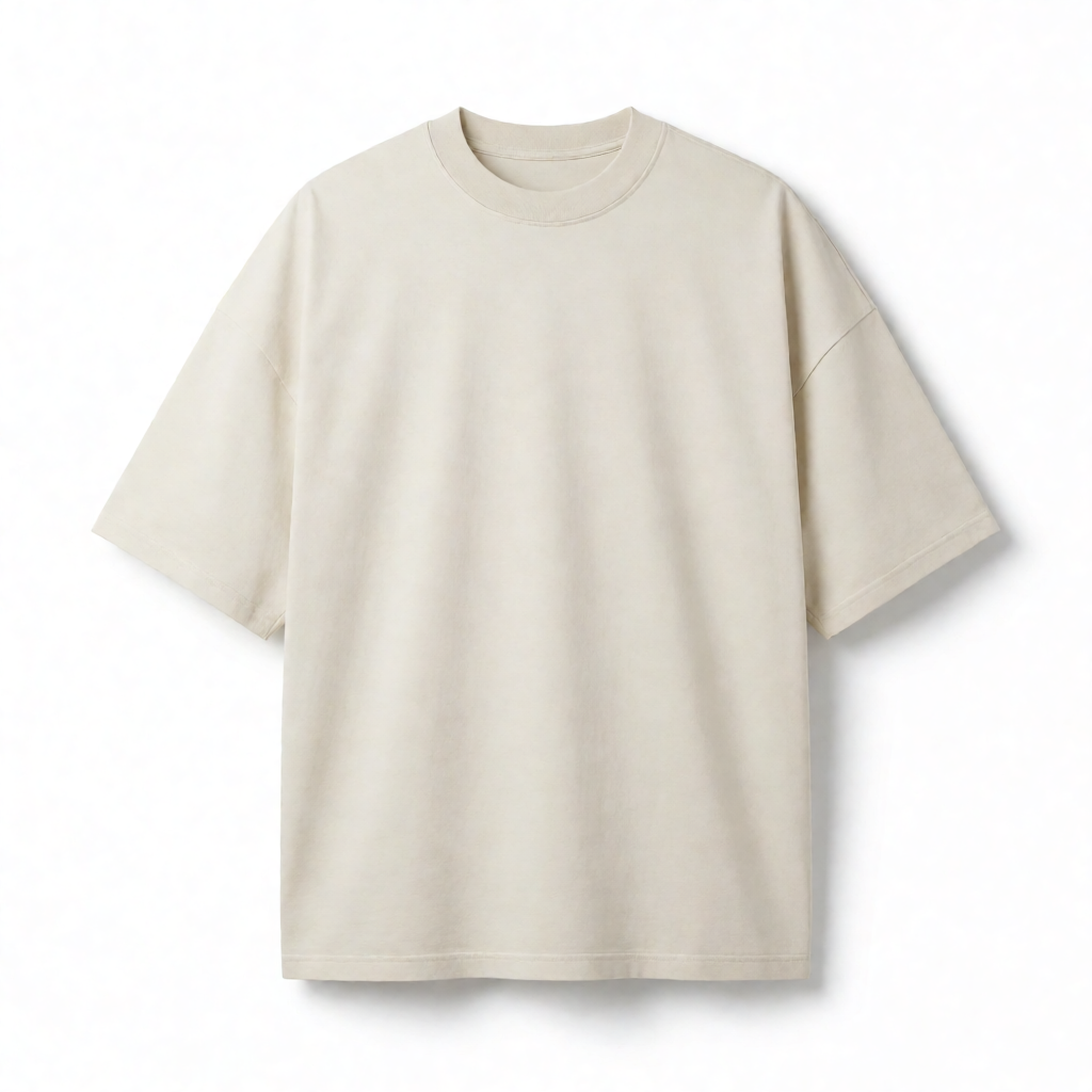 Cotton Canvas Oversize Tee - Cream Beige