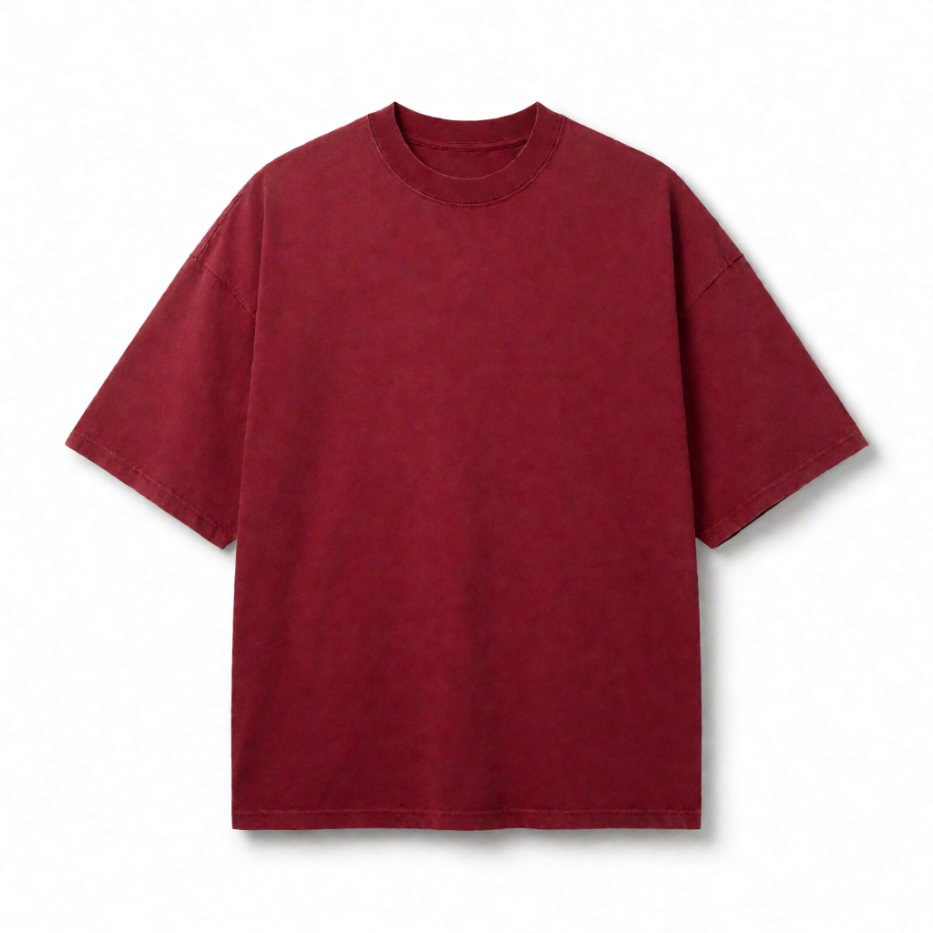 Cotton Canvas Oversize Tee - Crimson Red