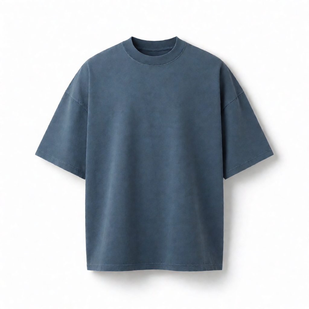Cotton Canvas Oversize Tee - Slate Blue