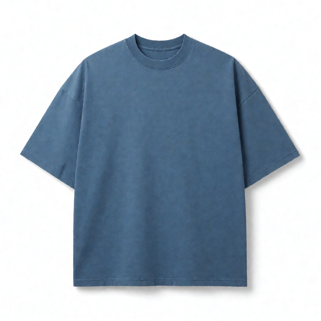 Cotton Canvas Oversize Tee - Steel Blue