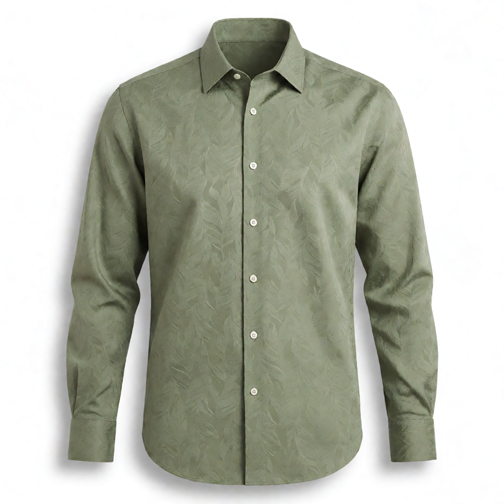 Self Texture Boxy Shirt - Sage Olive
