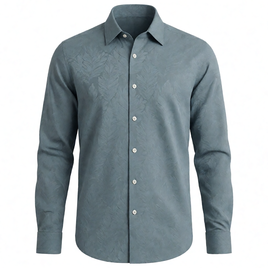 Self Texture Boxy Shirt - Slate Blue
