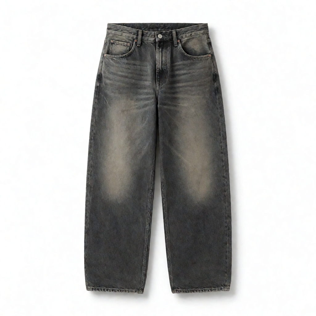 Vintage Shade Baggy Denims - Distressed Grey