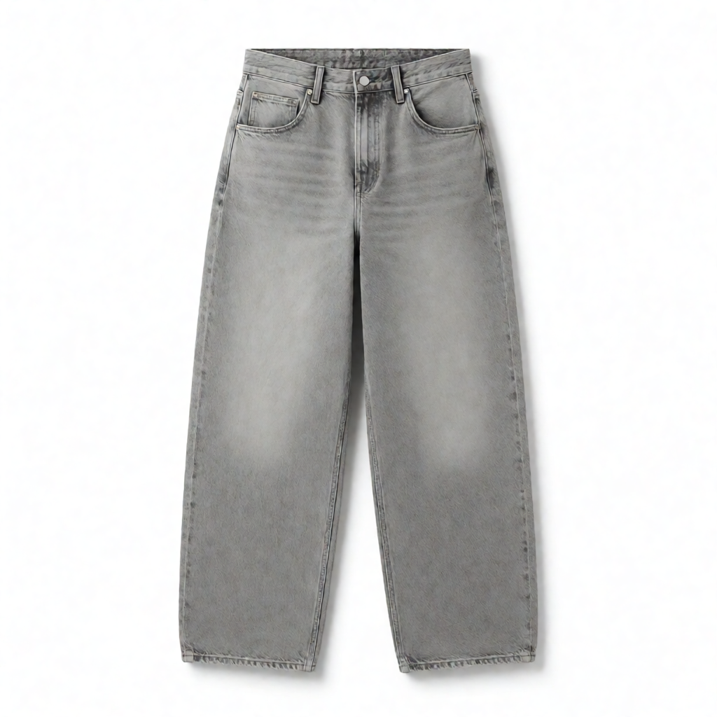 Vintage Shade Baggy Denims - Stone Washed Grey